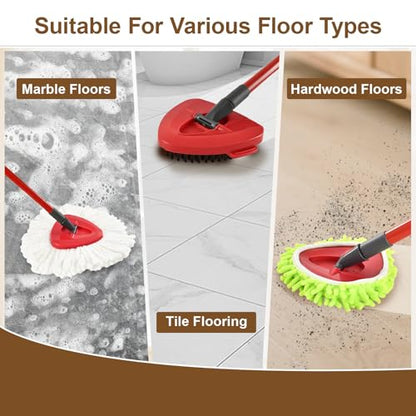 6 Pack Mop Heads Replacement for Ocedar EasyWring 1 Tank Spin Mop System,Include 2 Microfiber Spin Mops Replace Head&2 Chennile Mops Head Machine Washable with Scrubber Mopp Head and Base for Cleaning - size: for Ocedar 1 Tank