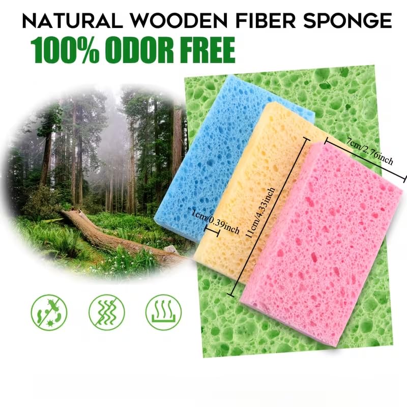 1 Pack Cellulose Sponge Kitchen Sponge for Dish Cleaning, Soft Non Scratch Absorbent Cleaning Sponge Reusable Dishwashing Sponge Soft Scrub Pad for Kitchen Bathroom Household Daily Use (Yellow) - color: Yellow