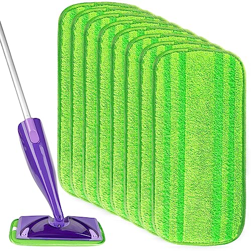 HOMEXCEL Microfiber Mop Pads Compatible with Swiffer Wet Jet, Reusable Machine Washable Swiffer WetJet Pad Refills, Mop Head Replacements for Multi Surface Wet & Dry Cleaning, Pack of 8 - color: Green