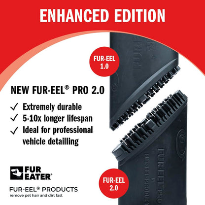 FUR-EEL PRO 2.0 Pet Hair Remover Vacuum Attachment, Replaceable Rubber Brush Head for Dog & Cat Hair, Fits 1-1/4, 1-3/8 & 1-1/2 in Round Hoses, for Car Detailing, Carpet & Upholstery - color: Pro 2.0