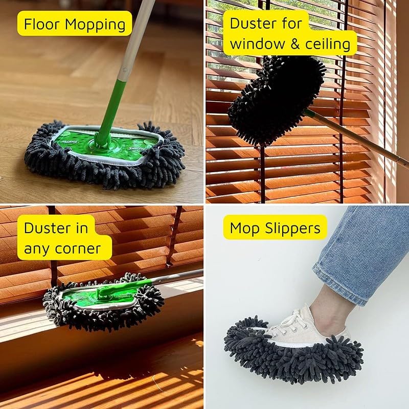 Reusable Microfiber Mop Pads, 3Pcs Replacement Compatible with Swiffer Sweeper Mop, Refills & Washable Dry Sweeping Cloths for Surface Hardwood Floor Cleaning(Grey) - color: Gray