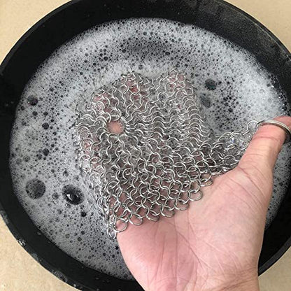 Outset Chain Mail Cast Iron Cleaner and Scrubber Tool - size: 8" x 6" Scrubber
