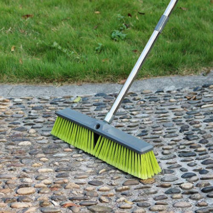 18" Push Broom with 47" Long Handle, Multi-Surface Floor Scrub Brush for Cleaning Deck, Patio, Garage, Driveway - size: 18" Push Broom + 47" Handle