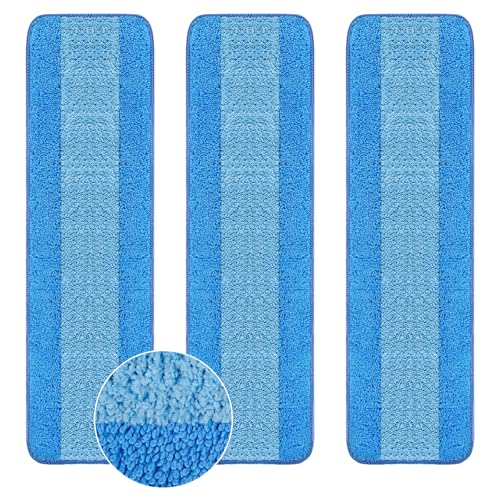 Wlich 3 Pack Microfiber Cleaning Pads are Compatible with Bona Mop,18 Inch Replaceable Mop Pad Refill,Washable & Reusable Blue Microfiber Mop Pads for Hardwood and Hard-Surface Floors - size: 3PCS