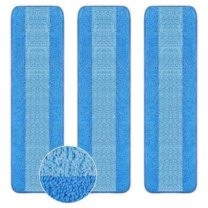 Wlich 3 Pack Microfiber Cleaning Pads are Compatible with Bona Mop,18 Inch Replaceable Mop Pad Refill,Washable & Reusable Blue Microfiber Mop Pads for Hardwood and Hard-Surface Floors - size: 3PCS