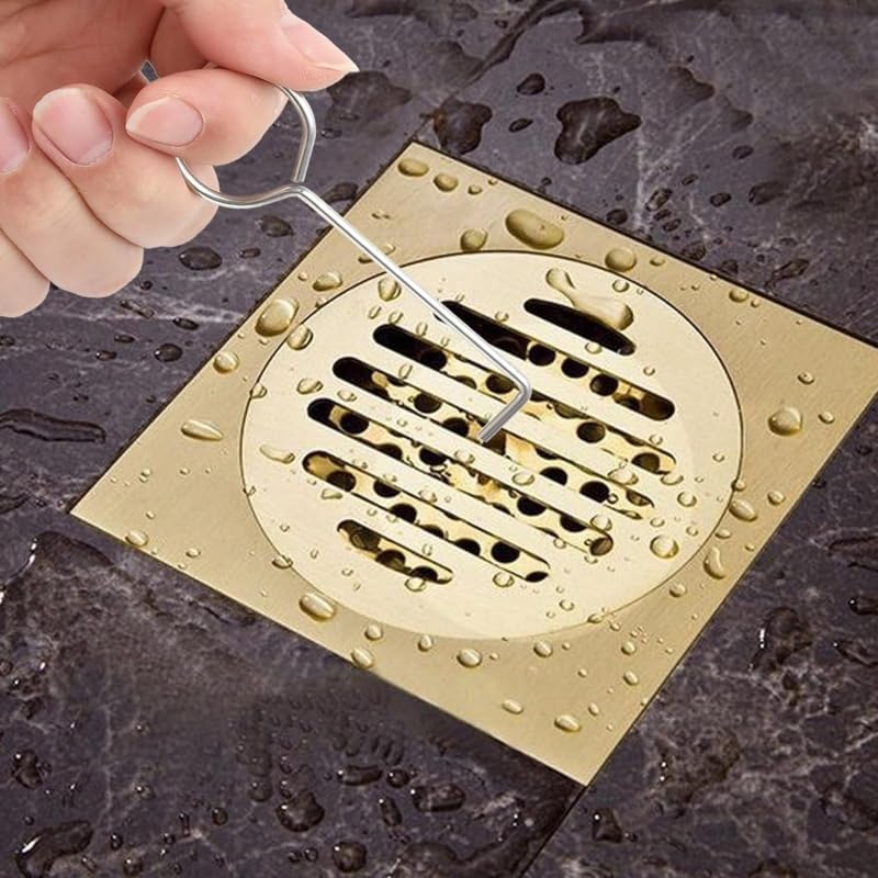 Bathtub Drain & Shower Drain, Tub Drain Wrench Extractor, Drain Plug Removal Tool with Lifting Hooks for Linear Shower Drain Pan, Drain Cleaner, Adhesive Hook 4Pcs