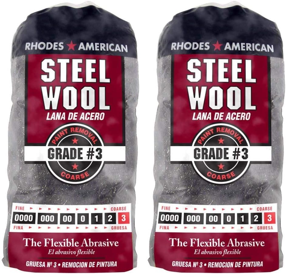 Homax Rhodes American Paint Removal Steel Wool,Coarse Grade #3,12 Pads,(Pack of 2) - size: 12 Pads (Pack of 2), style: Coarse Grade #3