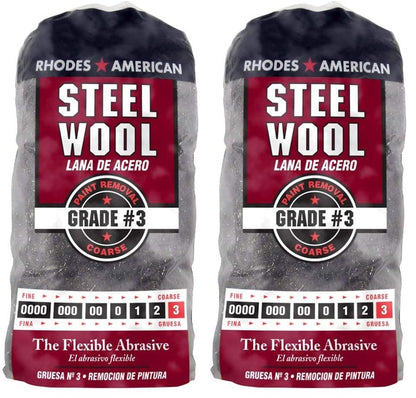 Homax Rhodes American Paint Removal Steel Wool,Coarse Grade #3,12 Pads,(Pack of 2) - size: 12 Pads (Pack of 2), style: Coarse Grade #3