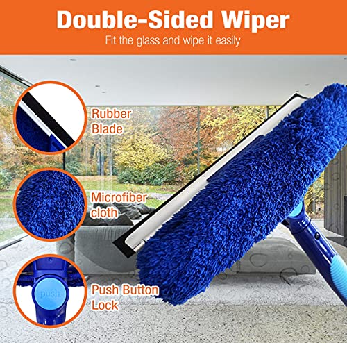 Bring It On Professional Window Squeegee with Microfiber Scrubber 10 Inch