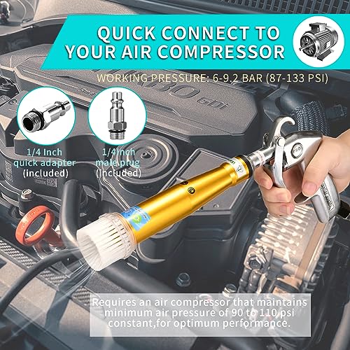 GOCCIDA High Pressure Car Cleaning Gun,Car Air Blow Gun,Tornado Dry Cleaning Gun Quickly Removes Surface Dirt and Dust, Air Gun Works with Air Compressor - style: HCL-007yellow