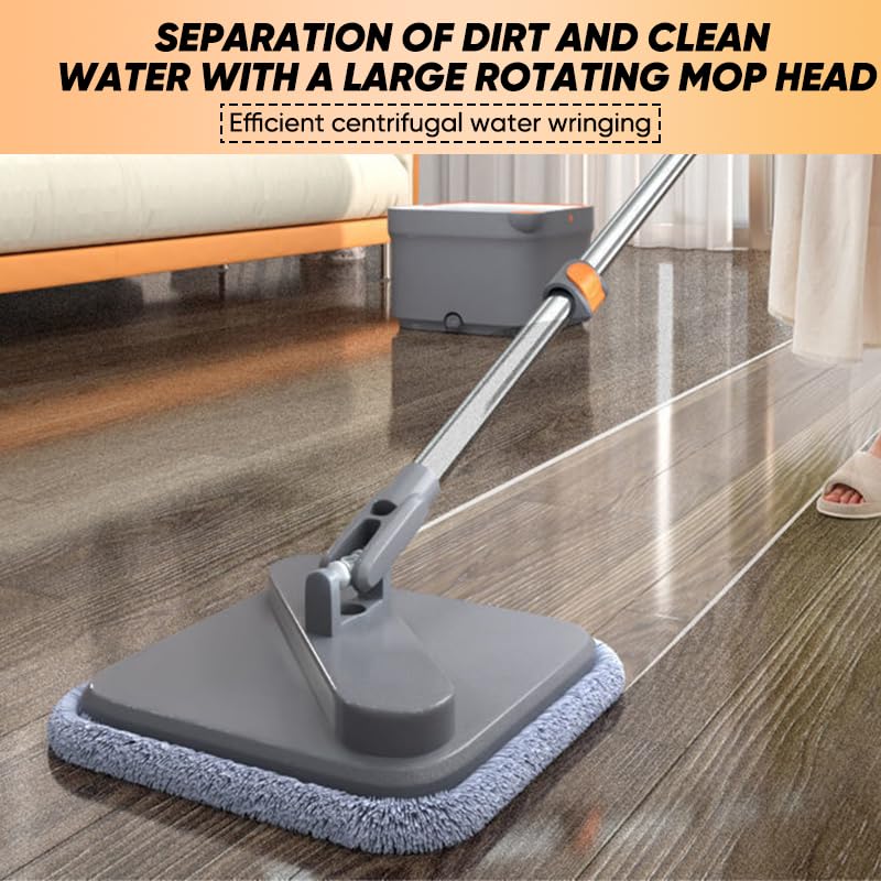 Spin Mop and Bucket Set with Replaceable Microfiber Mop Pads,Spin Mop,Self Wringing 360° Rotating Square Mop Head for Hardwood Tile Marble Floors (Replace Cloth * 6) - color: Replace Cloth * 6