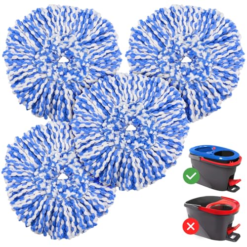 4 Pack RinseClean Spin Mop Replacement Head Spin Mop Refills Compatible with O Ceda RinseClean Dual System, Microfiber Mop Easy Cleaning Floor Head Mo-p for Floor Cleaning RinseClean 2 Tank System - size: 4 Mop Head