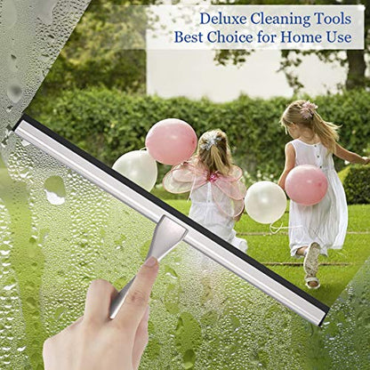 Stainless Steel Shower Squeegee for Shower Doors, Bathroom, Window, Mirror and Car Glass - 14 Inches
