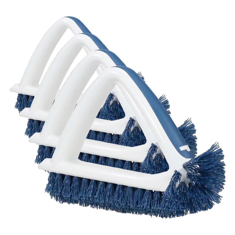 Unger 2-in-1 Grout and Corner Scrubber Brush Tool, Crevice Bathroom Cleaning Supplies for Showers, Door Tracks, Tile, and Bathtubs, Household 360-Degree Scrubbing Power (Pack of 4) - size: 1 Unit (Pack of 4), style: 2-in-1 Grout & Corner Scrubber