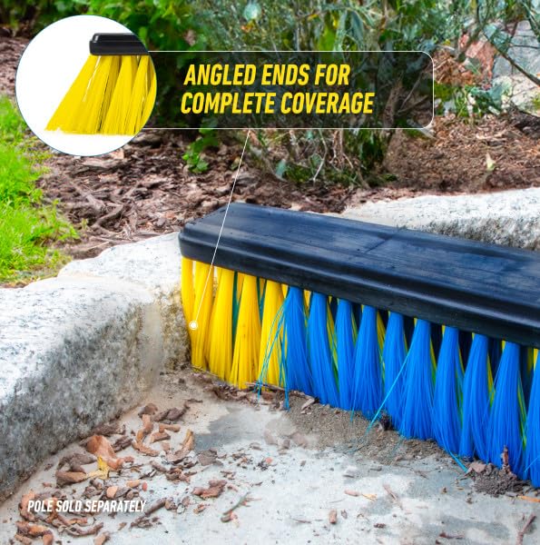 Unger Professional Lock-On 24” Multi-Purpose Push Broom – Professional Grade, Dual-Bristle Push Broom, with Water-Flow Action Floor Sweeper for Home & Business