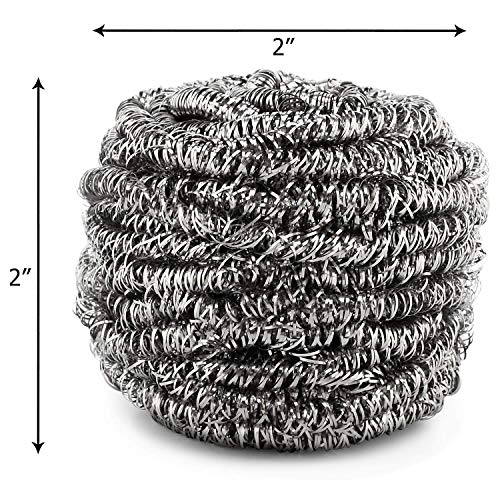 SCRUBIT 6 Pack Stainless Steel Scourers – Steel Wool Scrubber Pad Used for Dishes, Pots, Pans, and Ovens. Easy scouring for Tough Kitchen Cleaning. - size: 6 Count (Pack of 1)