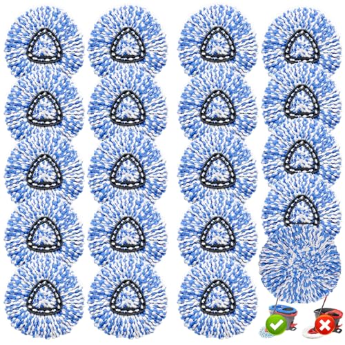 20 Pack Spin Mop Replacement Heads, Only Fit for RinseClean 2-Tank System, 100% Microfiber Spin Mop Refill Head,Spinning Mop Head Replacement for Floor Cleaning - size: 20Pack