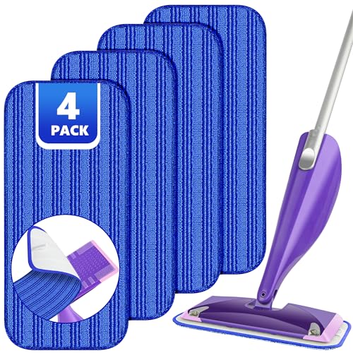 Reusable Mop Pads Compatible with Swiffer Wet Jet, Wet Jet Pads Refills for Swiffer Mop, Microfiber Replacement Pads for Hardwood Floor Cleaning, Dry Wet Mopping Cloths for 12" Wet Jet Refill, 4 Pack - color: Blue, size: 4PCS