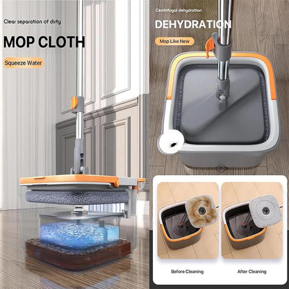 Spin Mop and Bucket Set with Replaceable Microfiber Mop Pads,Spin Mop,Self Wringing 360° Rotating Square Mop Head for Hardwood Tile Marble Floors (Replace Cloth * 2) - color: Replace Cloth * 2
