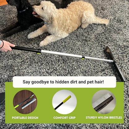 A-to-Z Supply Room Groom Carpet Rake Groomer with Telescoping 54" Adjustable Handle & Portable Lint Remover Brush Tool, Carpet Brush Ideal for Pet Hair, Refreshing Carpets, Rugs, and Artificial Turf - style: Original + Lint Tool