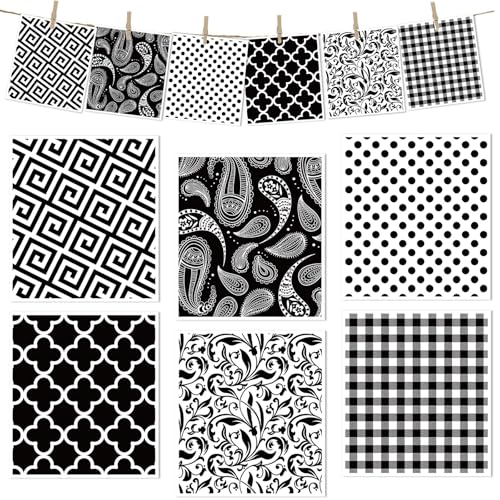Reusable Swedish Dishcloths for Kitchen, 6 Pcs Geometric Pattern Dish Cloths, Absorbent Modern Design Cellulose Cleaning Towels Wipes for Cooking Home Decor Housewarming Gifts - style: Geometric