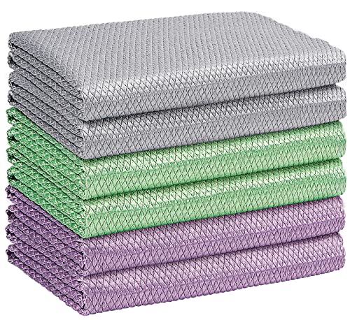 HOMEXCEL Microfiber Glass Cleaning Cloths-6PK, 16"x14" Lint Free Window Cleaning Cloth, Glasses, Mirrors, Screens, Stainless Steel, Premium Magic Cleaning Cloth for Glass and Window Cleaner - color: Multicolor