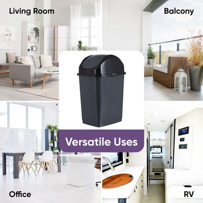 Superio Kitchen Trash Can with Swing Top Lid 9 Gallon Slim Waste Bin 37 Qt Sturdy Plastic Garbage Can Medium Recycling Bin for Office, Bathroom, Under Counter, Dorm, Bedroom (Dark Grey-2 Pack) - size: 9 Gallon, style: 2 Pack