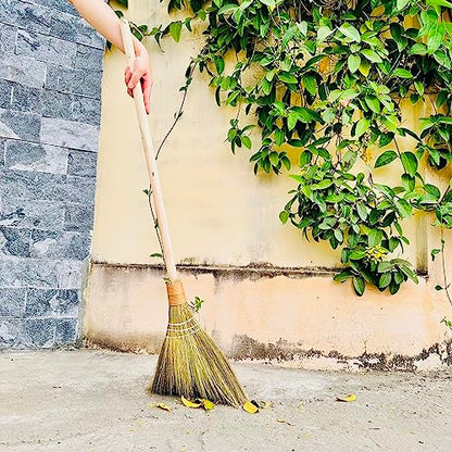 Handmade Whisk Sweeping Broom - Vietnamese Straw Soft Broom for Indoor or Outdoor Sweeping - Broom Decorative 9.45" Width, 39.37" Length