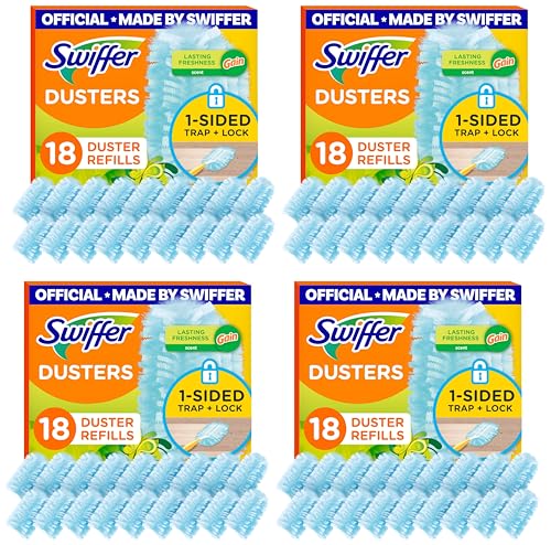 Swiffer Dusters Refill for Cleaning, Made by SWIFFER, Feather & Microfiber Duster Disposable Alternative, Dusting Furniture, Blinds, Ceiling Fans, Remove Allergens, Gain Scent, 18 Count(Pack of 4) - size: 18 Count (Pack of 4), style: Gain Scent, 18 Ct