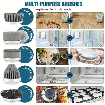 Electric Spin Scrubber - Shower Scrubber,Bathroom Scrubber Electric,for Cleaning Tub, Floor, Tile, Window, Sink, Kitchen Cleaning with 6 Electric Cleaning Brush Head (8)