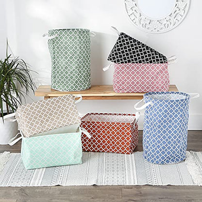 DII Laundry Storage Collection, PE Coated Collapsible Bin with Handles, Aqua Lattice, Large Set, 10.5x17.5x10" - color: Aqua Lattice, size: Large Set, 10.5x17.5x10"