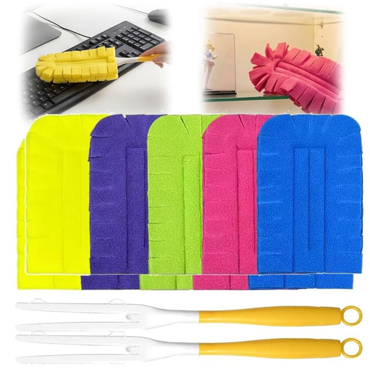 Reusable Duster Refills Compatible, New 360° Cleaning Fleece Refills Washable Duster Pads with Handle Included, Reusable Duster Refill Compatible for Furniture, Home Cleaning,Fan, Blinds (2 Set) - color: 2 Set