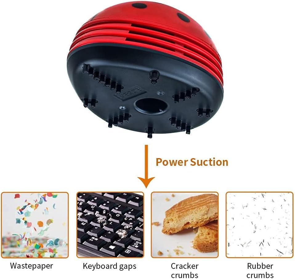 Cute Portable Cartoon Mini Desktop Vacuum Desk Dust Cleaner (Red) - color: Red