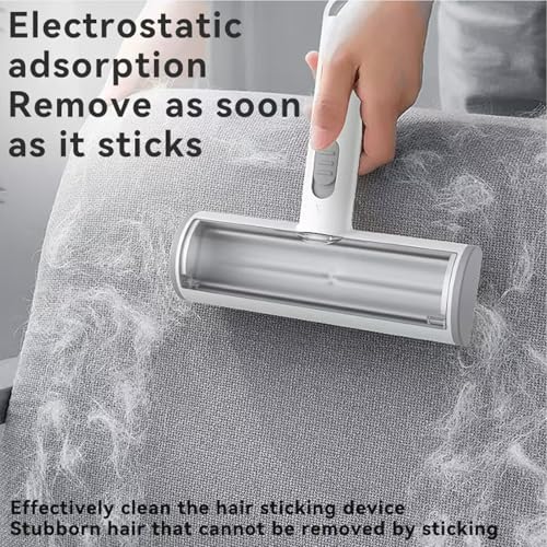 Pet Hair Remover, Lint Brush- Reusable Lint Roller for Cat & Dog Hair on Couch, Carpet, Rugs & Bedding- Portable, Eco-Friendly, No Need for Lint Roller Refills (Gray & White) - color: Gray & White