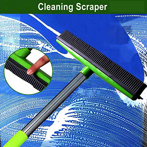 Multifunction Telescopic Floor Carpet Broom Pet Hair Dust Removal Cleaner Sweeper Tools (Green) - color: Green