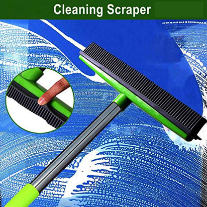 Multifunction Telescopic Floor Carpet Broom Pet Hair Dust Removal Cleaner Sweeper Tools (Green) - color: Green