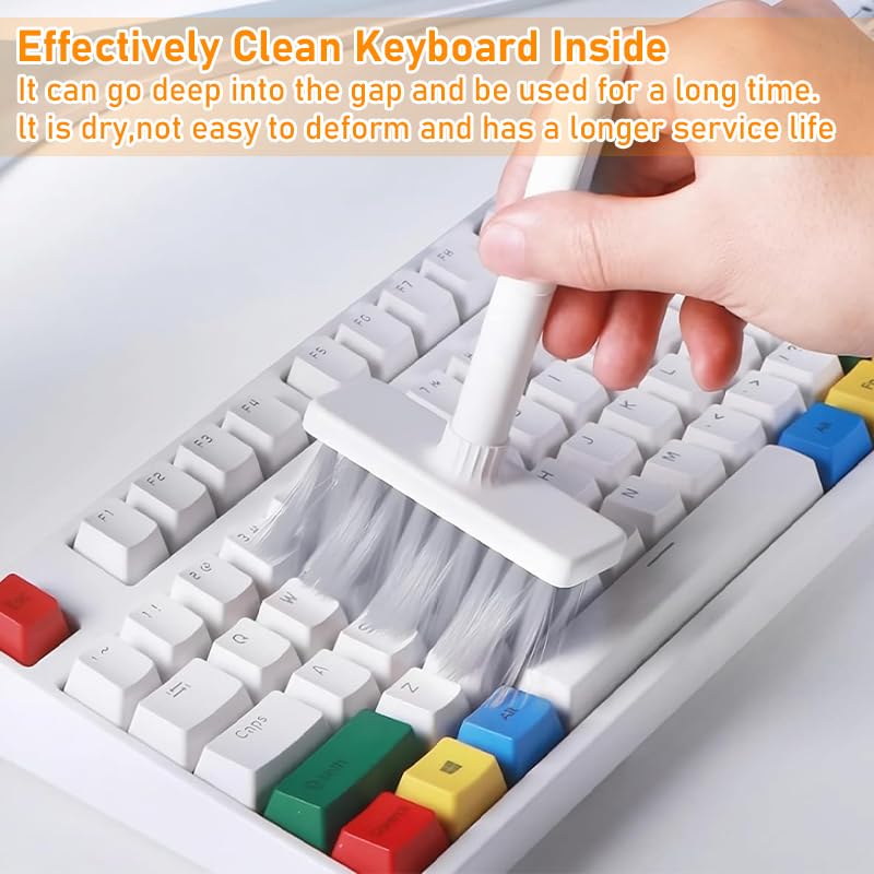 5-in-1 Keyboard Brush Cleaning Kit – Multi-Function Electronics Cleaner for Laptop, Earbuds, Camera, and More – Compact Computer Brush Set with Keycap Puller and Detailing Tools