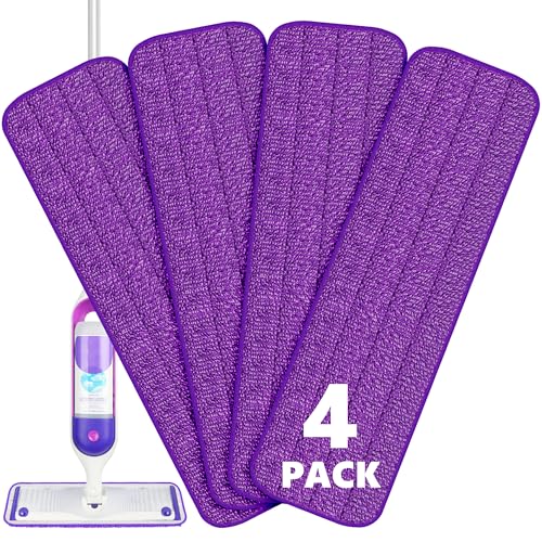 BPAWA 4X Reusable Pads Compatible with Swiffer PowerMop, 15" Microfiber Power Mop Replacement Refills Spray Mop Heads Washable Pad Dry Wet Mopping or Floor Cleaning