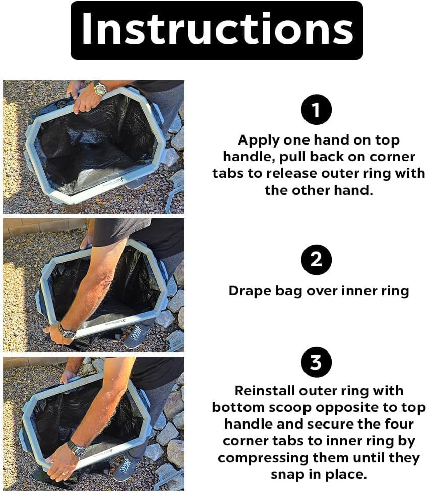 Medium SnapRing Trash Bag Holder | Portable Garbage Opener Frame for 5–30 Gallon Grocery Recycling Bags | Indoor Yard Cleanup Organizer - size: 1 Count (Pack of 1)
