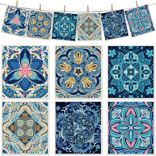 6 Packs Swedish Paper Cloths for Kitchen, Reusable Paper Towels Washable Dish Rags, Highly Absorbent Kitchen Towels Quick Drying Swedish Sponge Cleaning Dish Cloths(Blue Retro Floral) - color: Blue Retro Floral