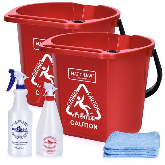 Matthew Cleaning 4.2 Gallon Mop Bucket, Heavy Duty Plastic Cleaning Bucket with Built-in Pour Spout, Mop Holder and Comfort Grip Handle, House and Commercial Cleaning Supplies, 2 Pack Red - color: Red, size: 2 Pack