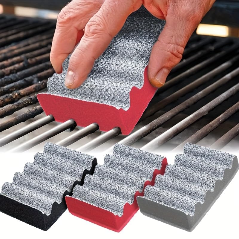Heavy Duty Dual-Sided Scrub Pads, Coarse Grit & Non-Scratch Scrubber for Outdoor Grill, Kitchen Sink, Metal Griddle, Rust Resistant Multi-Color PVC Pads