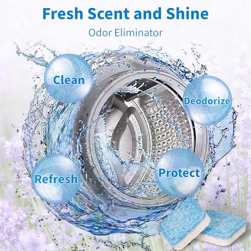 Washing Machine Cleaner Tablets - 24 Pack for Year-Round Deep Clean of Washer Machine, Suitable for HE, Top Load & Front Load Washer Cleaner, Grime & Build-Up, Septic Safe,Eco-Friendly