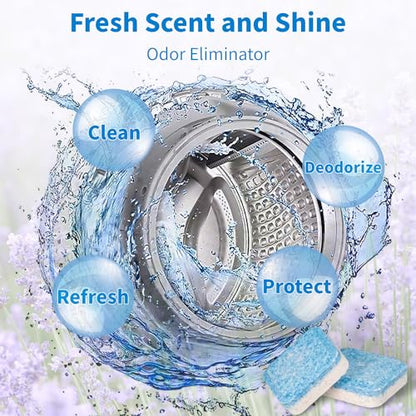 Washing Machine Cleaner Tablets - 24 Pack for Year-Round Deep Clean of Washer Machine, Suitable for HE, Top Load & Front Load Washer Cleaner, Grime & Build-Up, Septic Safe,Eco-Friendly