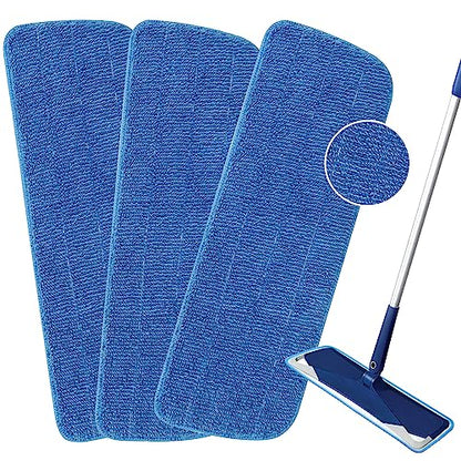 3 Pack Microfiber Mop Pads Replacement for Wet/Dry Mops Floor Cleaning Reusable Mopping Pads Refills for Spray Mops Compatible with Bona Floors Care System and Any Microfiber Flat Spray Mop