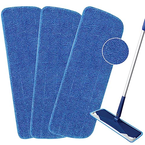 3 Pack Microfiber Mop Pads Replacement for Wet/Dry Mops Floor Cleaning Reusable Mopping Pads Refills for Spray Mops Compatible with Bona Floors Care System and Any Microfiber Flat Spray Mop