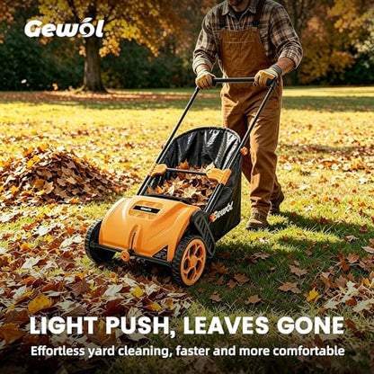 21-Inch Walk-Behind Lawn Sweeper, Push Leaf Sweeper with 3.5 Bushel Collection Bag, Manual Leaf Collector, Leaf Sweeper for Lawn, Yard, Garden,Grass Clippings, Debris