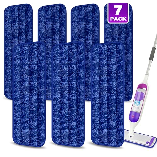 7 Count Reusable Microfiber Mop Pads for Swiffer PowerMop- MEXERRIS PowerMop Refills Hard Wood Floor Mop Pads Machine Washable, Wet Dry Dust Mop Pads Replacement for 13''-15'' Spray Wet Mops - color: Darkblue