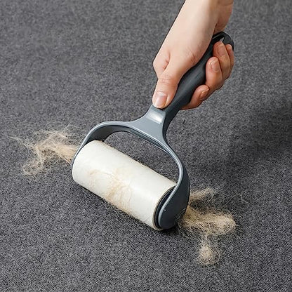 Flat Sticky Lint Roller for Couch Desk Chair Dog/Cat Bed Balliard Table Lint Roller for Pet Hair Lint Remover T Shape Handle with 4 Refill Rolls (Navy Black) - color: Navy Black T Handle