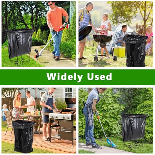 Trash Bag Holder, Metal Garbage Bag Holder, Portable Hummingbird Pattern Base Leaf Bag Holder, Multi-use Trash Bag Holder Stand for Camping, Party, Garden - color: BlackD-1 PC